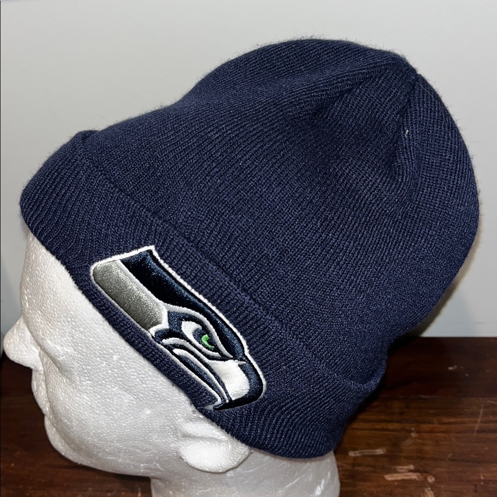 NFL Seattle Seahawks style winter beanie knit ski snowboard cap hat Navy Youth